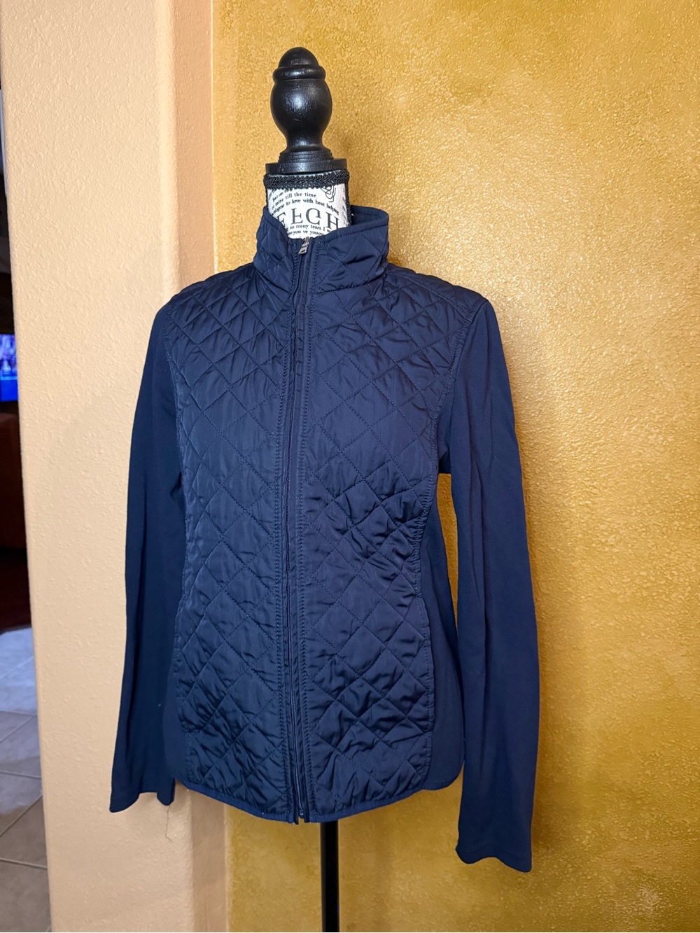 Banana Republic Navy Quilted Zip-Front Jacket